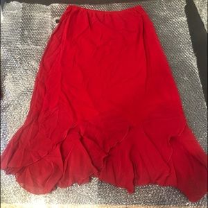 Red layer skirt and blouse set